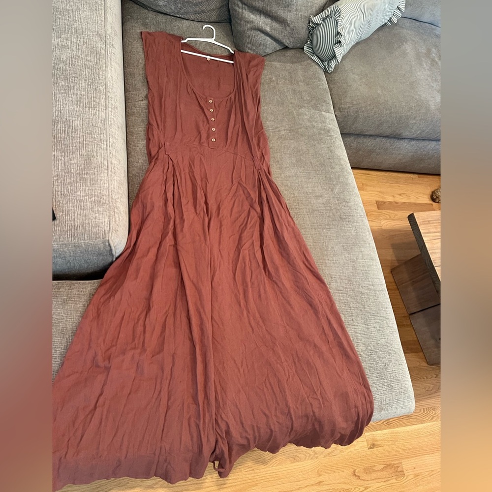 Free People Rosewood Button-Front Wide-Leg Jumpsuit - Picture 2 of 4